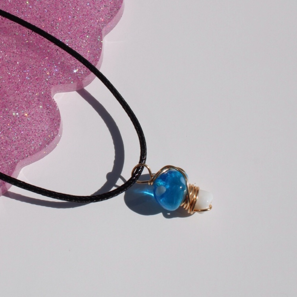 Light Blue Mushroom Necklace